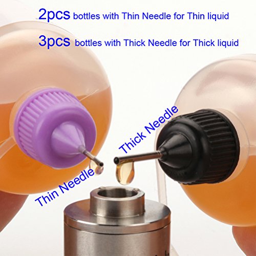 5pcs Rauchölflasche,Nadeltropfflaschen Filling Bottles E-Juice Needle Tip LDPE, Nadelflasche, Squeeze bottle, leere Liquidflasche für E-liquids zum Mischen oder Nachfüllen von E-Shishas und E-Zigaretten (5PCS 100ML) - 2