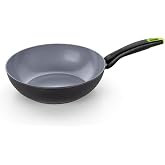 Monix Eco Nature Wok 28 cm, recycled forged aluminium, reinforced non-stick ceramic, suitable for all hob types and induction