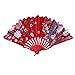 Produktbild REALIKE Damen Handfächer Blumendruck Chinesischer Stoff Fächer Bambusgriff Wandfächer Hochzeit Party Tanzen Fasching Blüten Japanischer Faltfächer Dekoration Geschenk Tanzabend Karnevals