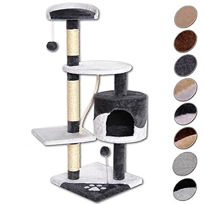 dibea Arbre à Chat avec Griffoir/Centre d'Activités Gris/Blanc 112 cm