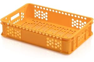 KISTENKIND Bäckerkiste 60 x 40 x 13 gelb * Gemüsekiste durchbrochen Eurobehälter Süßwaren Bäcke