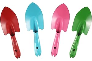 FGYZYP 4 Pcs Garden Mini Colorful Iron Hand Shovel, Trowel Set Garden Light Duty Tool, Miniature Succulent Indoor Outdoor Care for Flower Soil Plant Dig Transplant Kid Teen Women Men Gardening Gift