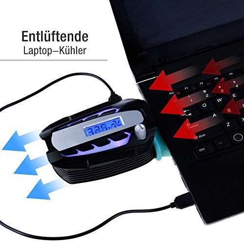 Zacro Laptop Lüfter mit Temperaturanzeige und Kühlung Pads Wind Steuerung tragbar Mini Laptop Kühler Notebook-Kühler Cooling Pads - 6