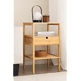 Digithome Bamboo 3 Tiers Bedside Table with Drawers and Storage Shelves for Bedroom Office &ndash;JW-22230 B/3 C1-1-289