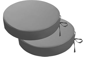 ‎PRIMEPATIO PRIMEPATIO Outdoor Stuhlkissen Rund 2er-Set – 40x40 cm, Grau, Wasserdicht & Farbecht für Gartenmöbel Bequem & Langlebig | Mit Bändern zur Befestigung | UV-beständig & Abnehmbarer Bezug