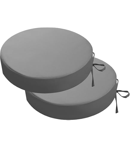 GUEGLSA 2 Runde Outdoor-Kissen, 38 Cm – Wasserdicht, Mit Bändern, Für Bistro-Stühle, Khaki