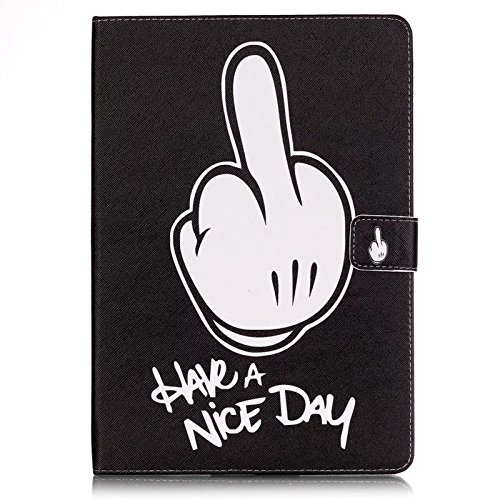 Samsung Galaxy Tab A 9.7 SM-T550 Hülle, Deenor Bunt Malerei und Stilvoll Zeichnung Brieftasche Case Buch-Stil PU Leder Flip Protective Stand Tasche Schutzhülle Hülle für Samsung Galaxy Tab A 9.7 SM-T550. (Middle Finger) - 2