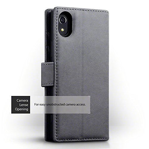 Sony Xperia XA1 Funda Cartera de aut ntico cuero tapa delantera con billetera para tarjetas adaptable en posicion horizontal - Grey reviews Sony Xperia XA1 Funda Cartera de aut ntico cuero tapa delantera con billetera para tarjetas adaptable en posicion horizontal - Grey