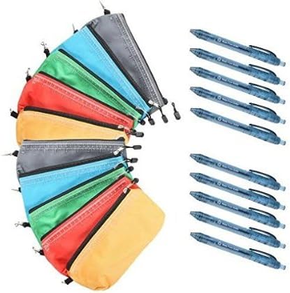 Multi-purpose Tools Zipper Bags. 5 or 10-pack Including Blue Recycled Pens (10-Pack)