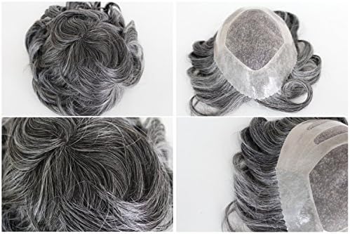 Men's Jacket, Grey, Wig Human Hair Wig Wig Wig Toupee # 1B Human Hair Wig NPU 3 # Base for Men 50% 50% BLEND OF GREY cxyp