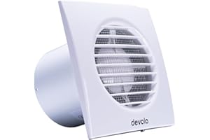Devola 150mm Axial Extractor Fan with Timer, 6 Inch Bathroom Fan, Extractor Fan with Adjustable Overrun Time Function, Made in Britain, (Timer) - DVF150T