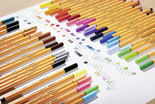 STABILO 8850-6 Fineliner – Point 88 – 50er Metalletui – 47Farben, 2x Blau, Rot, Schwarz - 5