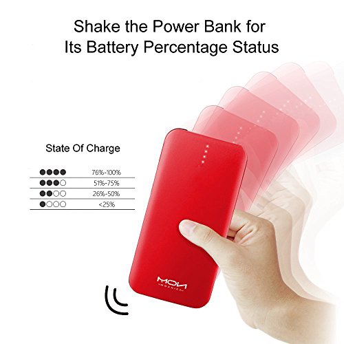 Moxnice Batterie Externe 10000mAh Power Bank Petit Chargeur Portable Rapide et Portable de Batterie avec Micro USB C  ble Int  gr   pour iPhone Android Samsung Galaxie Huawei iPad Tablette  rouge 