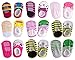 Pinksee Baby Infant Grils 5 Pairs Cotton Animal Stripes Anti Slip Booties Socks 0-18 months