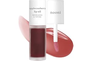 NOONI Korean Hydrating Lip Oil - Applecranberry | Long-Lasting, Moisturising, Plumping, Revitalising for Dry Lips, Waterproof, No Peel Off, Hydrating, Nourishing Crystal Clear, red tint, 0.12 FL Oz