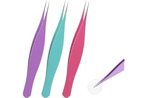 APLZGMG 3 Stück Pinzette Spitz, Pinzette für Eingewachsene Haare, Edelstahl Präzisionspinzette für Frauen und Männer, Spitze Nadelpinzette zum Entfernen von Gesichtshaaren und Mitessern (Blau Lila Rosa)