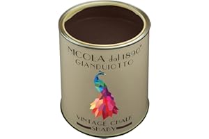 NICOLA VERNICI Vernice Vintage Chalk Shabby a Base di Acqua, per Interni ed Esterni, Aspetto Opaco, Made in Italy, Colore Gianduiotto - Formato 0,25 lt