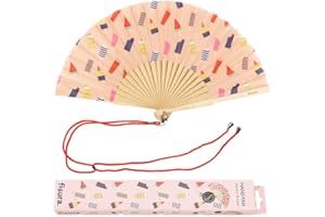 Fisura – Abanico original con estampado juvenil. Abanico de madera moderno y colorido. Abanico para regalar. Abanico con cuelga abanico. 42,5 x 23 cm.