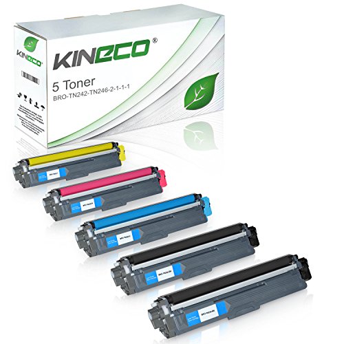5 Toner kompatibel zu Brother TN-242 TN-246 für Brother DCP9017CDWG1, MFC-9142CDN, HL3142CW, DCP-9017CDWG1, DCP-9022CDW, HL-3152CDW, MFC-9342CDW, HL-3172CDW, MFC-9332CDW - TN242 TN246 - Schwarz je 2.500 Seiten, Color je 2.200 Seiten