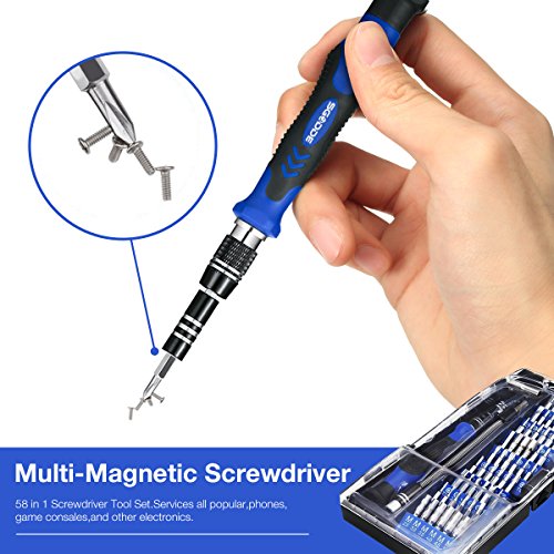 Schraubendreher Set, SGODDE 58 in 1 mit 54 Bits Magnetische Präzisions Reparatur Schraubendrehersatz Werkzeug set für Handy, Tablet, PC, Macbook, Uhr etc - 4