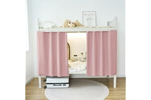 SIQITECHUK Bunk Bed Bottom Curtains Mid-Sleeper Tent Lightproof Cabin Canopy Screen Nets Blackout Canopy Dustproof Bedroom Frame Draperies Student Dormitory Privacy Protection (Pink(1 Pc))