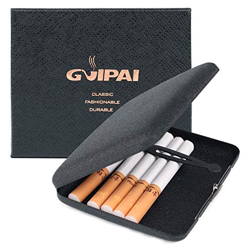 Preisvergleich Produktbild Zigarettenetui, Danolt Frosted Metal Flip Cover Zigarettenetui für 20 Zigaretten, Druckverhütung Feuchtigkeitsgeschützte Zigarettenschachtel, Männer und Frauen (Schwarz).