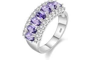 Uloveido J501 - Anillo de boda de 7 piedras ovaladas con circonita cúbica