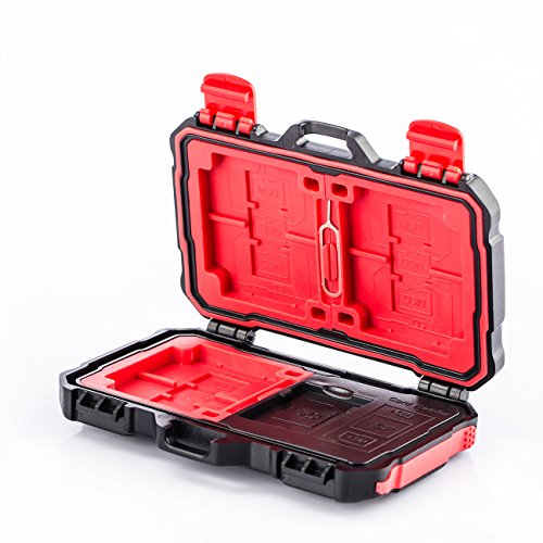 LYNCA Speicherkarten Schutzbox mit Kartenlesegerät Platz bis zu 19 verschiedenen Speicherkarten, Kartenleser für CF/SD/TF-Karten mit Tarion Reinigungstuch - 4