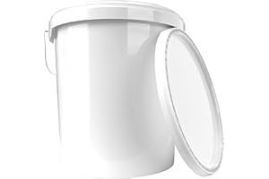 ‎FIXEDBYU Eimer mit Deckel 16 Liter weiß - lebensmittelecht luftdicht und stabil, Leer Eimer mit Griff und Verschluss Deckel aus PP Material für Lebensmittel Chemie Wand Farbe Waschpulver Klebstoffe geeignet