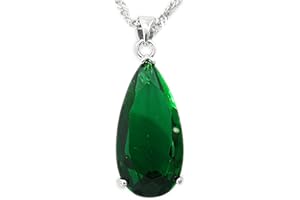 RIZILIA TEARDROP Necklace Pendant with 18" Chain & Pear Cut Gemstones CZ in 18K White Gold Plated, Simple Modern Elegance