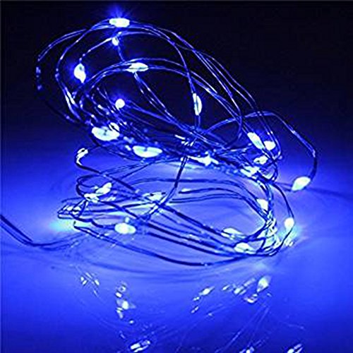 Girlanden Lichterkette wasserdicht Kupfer Draht 2 m 20-leds Kette Power Dekoration Weihnachten Hochzeit Geburtstag – Blau