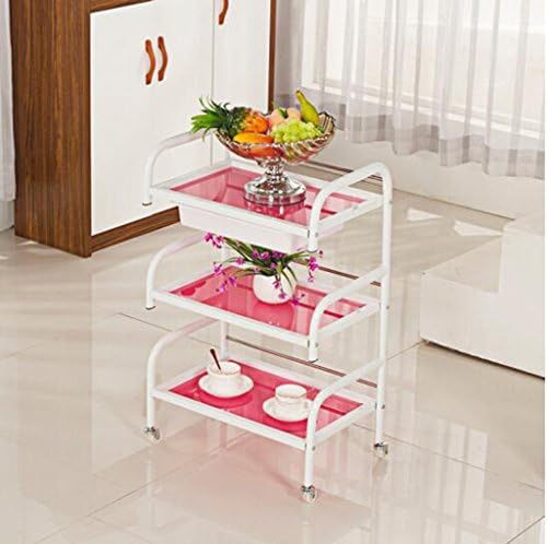 ZHIWUJIAZXM GRJH® Beauty salon Carts utility vehicle cabinet barbershop Small cart Three layers Shelf Hair salon Hairdressing Supplies Pink drawer Waterproof and durable