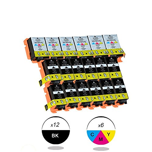 DOREE 18-er Pack Tintenpatrone kompatibel für Epson T2661 T2670 für Epson WorkForce WF-100W, 12x schwarz / 6x Color