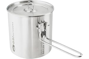 Gsi Outdoors Stainless 1.1 L Boiler for Ultralight Backpacking And Camping, Outdoor Glacier Caldaia in Acciaio Inox 1,1 l per Zaino Ultraleggero e Campeggio Unisex-Adulto, Spazzolato, 1.1L
