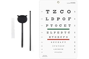 AISITESY Snellen Eye Chart Snellen Eye Chart Wall Chart Snellen 3m Charts for Eye Examination Eye with Fixing Sticker 9x14 with Eye Occluder and Pointer 4 Fixing Patches