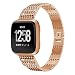Produktbild MuSheng Armband für Fitbit Versa, Edelstahl Ersatz Band Uhren Armband Verstellbares Mit Crystal Luxus Strap für Fitbit Versa (Roségold)