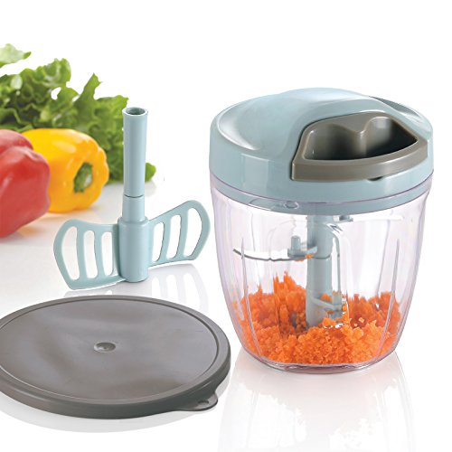 Hokia Picadora Manual 5 Cuchillas Cortador Cebolla Picadora Cebolla Picadora de Verduras Manual Cortador Ensalada Picadoras Manuales 900ml