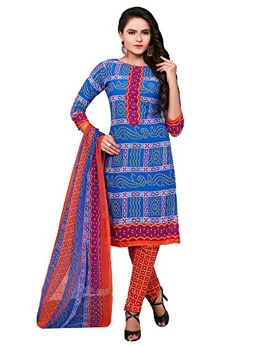 Applecreation Women'S Crepe Unstitched Dress Material (Blue_Free Size)