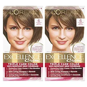 6 Light Brown, 2 Count: LOreal Paris Excellence Creme Permanent Hair Color, 6 Light Brown, 2 Count
