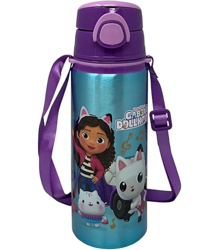 Pokemon Pikachu, borraccia riutilizzabile in alluminio resistente, bottiglia d'acqua per bambini, bottiglia da viaggio con manico, capacità 600 ml