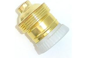 PROMETEO ELECTRONICS Portalampade E27 Vintage corpo in ottone con ghiera in porcellana