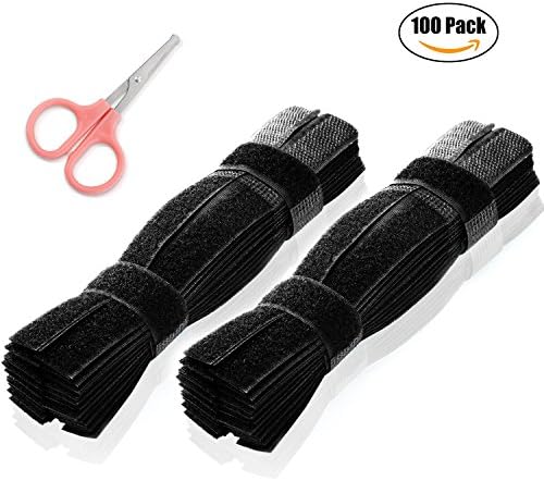 Cable Ties Reusable, nocnocc Hook and Loop Tidy Wrap Adjustable Fastening Wires Organizer Cord Cable Management for Tablet, PC, TV, Small Scissors Include