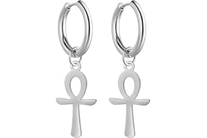 UNIFT Ankh Cruz Pendientes Para Mujeres Hombres De Acero Inoxidable Antiguo Símbolo Egipcio Dioses De Ankh Cruz Dangle Pendientes De Aro Encanto Amuleto Joyería