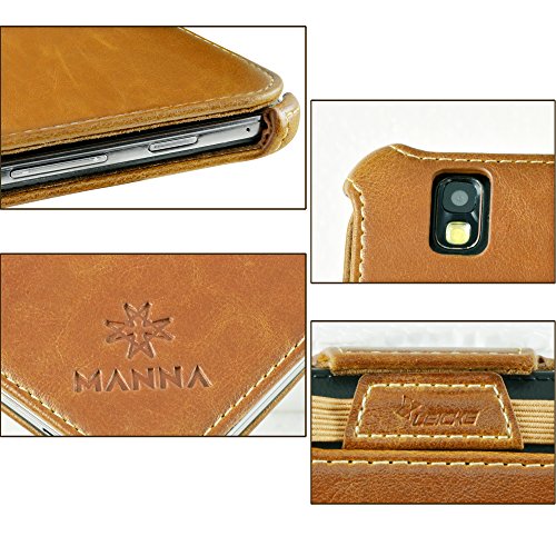 Leicke MANNA UltraSlim Samsung Galaxy TabPRO 8.4 Hülle | Case aus Kunstleder, braun mit farblich abgesetzter Naht | aufstellbare Tasche mit EasyStand | CleverStrap Handgurt | Autosleep Funktion | Schutzhülle für Samsung Tab Pro 8.4 - 2