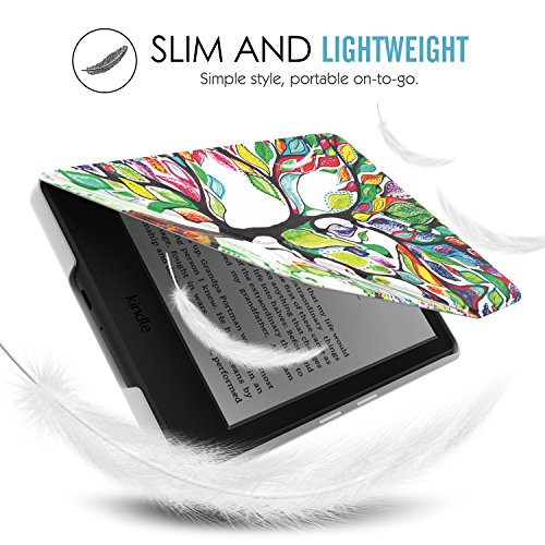 MoKo Hülle für Kindle 8 Generation – Kunstleder Origami Ständer Schutzhülle Smart Cover mit Auto Sleep / Wake für der Neue Amazon Kindle (8. Generation – 2016 Modell) 6 Zoll eReader, Glück Baum - 7