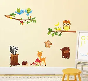 Decals Design Lovely Jungle Theme Wall Sticker (PVC Vinyl, 50 cm x 70 cm x 1 cm)