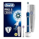 Oral-B Pro 3 3000 CrossAction Electric Rechargeable Toothbrush Powered by Braun, 1 Handle, 2 Modes: Daily Clean and Sensitive, Pressure Sensor, 2 Toothbrush Heads, 2 Pin UK Plug