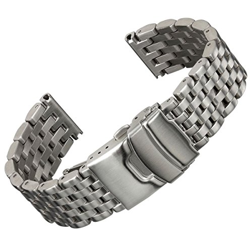 Geckota® Edelstahl Uhrenarmband 'Super Engineer' im gebürsteten Finish, ausgestattet mit einer Edelstahl Sicherheitsfaltschließe, 20mm & 22mm, Enden inklusive Geckota® Edelstahl Uhrenarmband 'Super Engineer' im gebürsteten Finish, ausgestattet mit einer Edelstahl Sicherheitsfaltschließe, 20mm & 22mm, Enden inklusive