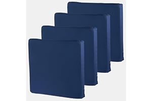 Jokapy Juego de 4 fundas de cojín para silla de jardín (sin relleno), para exteriores, impermeables, a prueba de polvo, con cremallera, para terraza, jardín, patio, 60 x 60 x 10 cm (azul oscuro)