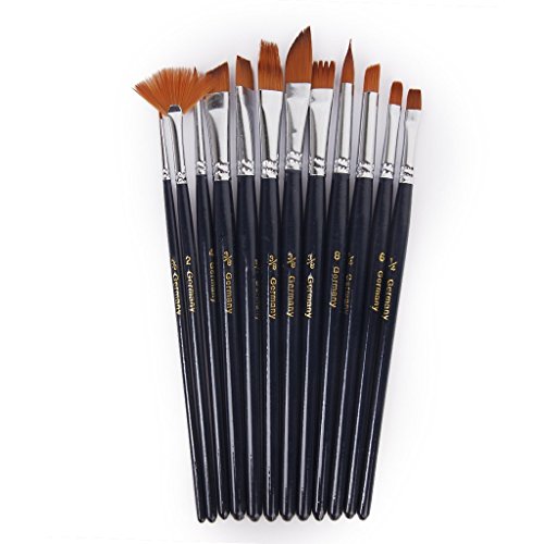 Doutop Pinselset Künstler Malen Pinsel Set Aquarell Acryl Flachpinsel Ölmalpinsel für Malerei Ölmalerei Ölfarben Bürste 12stk - 2